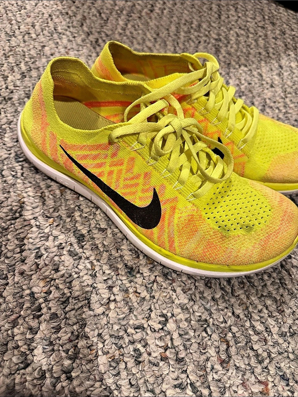Nike Free Flyknit 4.0 Women's Athletic Shoes Yellow & Pink